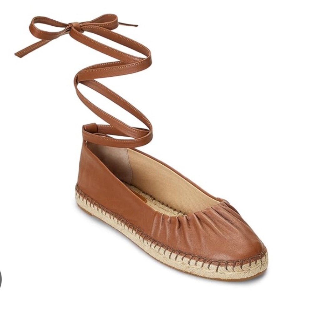 Size 11  leather lace up espadrilles Lauren COGNAC - Picture 8 of 8